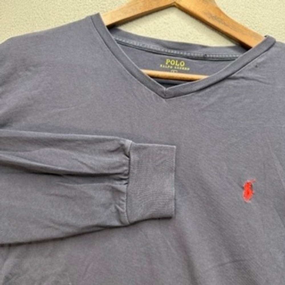 Polo Ralph Lauren Long Sleeve T-Shirt V-Neck Regular Fit Large Navy Pony Logo